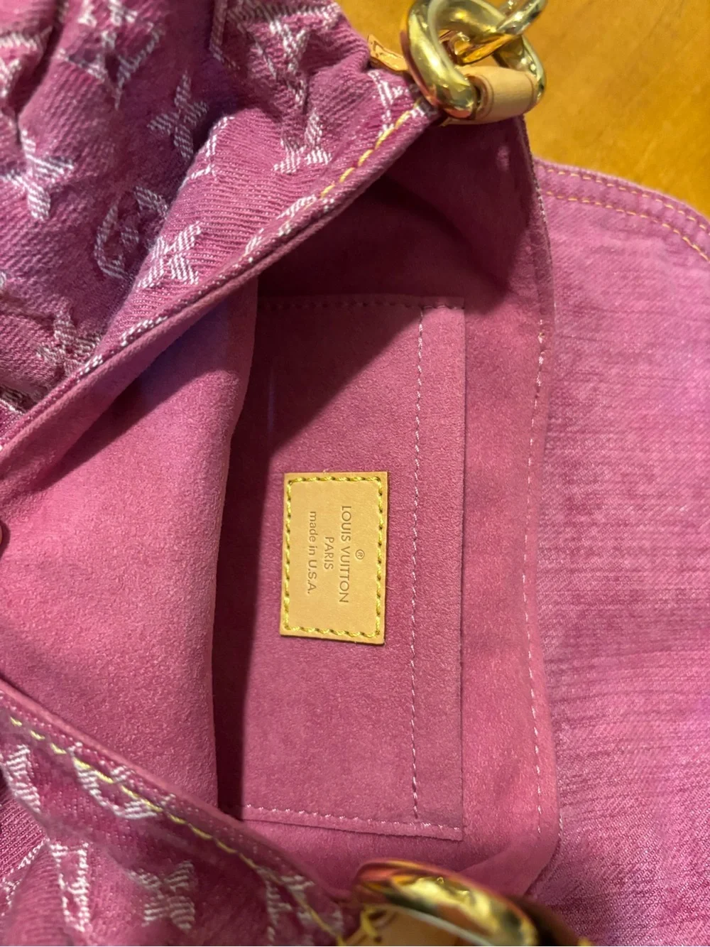 Louis Vuitton Pinky Monogram Denim Shoulder Bag with Scarf Accent M95216